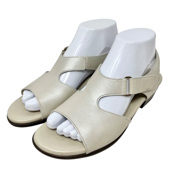 SAS Tripad Womens Suntimer Bone Ivory Pearl Leather Open Toe Sandals 7.5M - Picture 1 of 12